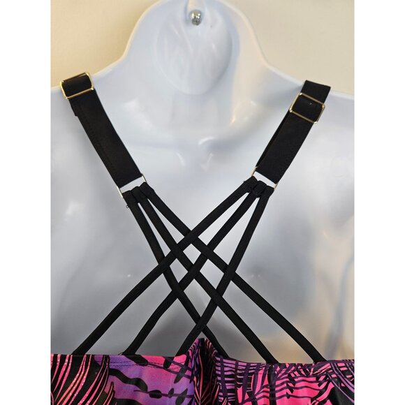 Tempt Me Womens Tropical Print Tankini Swimsuit Set & Boy Shorts Size Med Beach - Picture 8 of 10